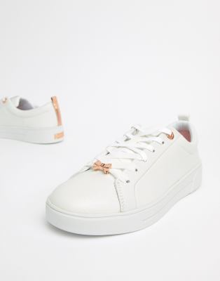 ted baker white leather trainers with rose gold