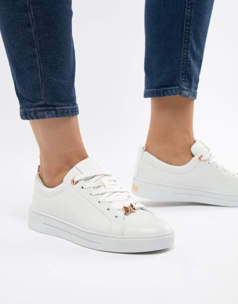 Ted Baker White Leather Trainers With Rose Gold - view 1