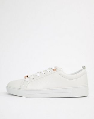 white and rose gold trainers