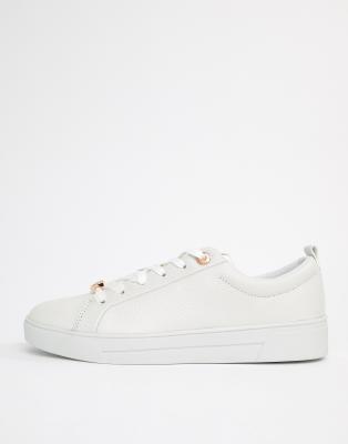 white trainers rose gold