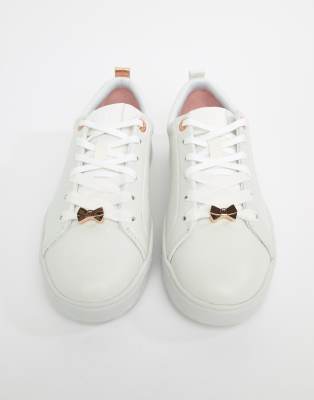 ted baker white leather trainers with rose gold