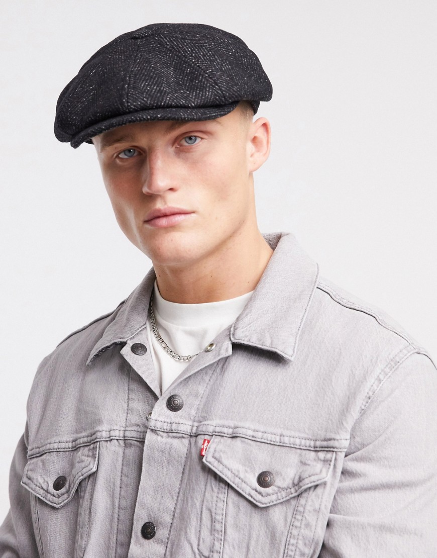 Ted Baker wool flat cap in charcoal-Grey
