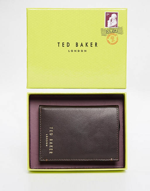 Ted Baker Zacks Leather Small Bi-Fold Card Wallet Brown 