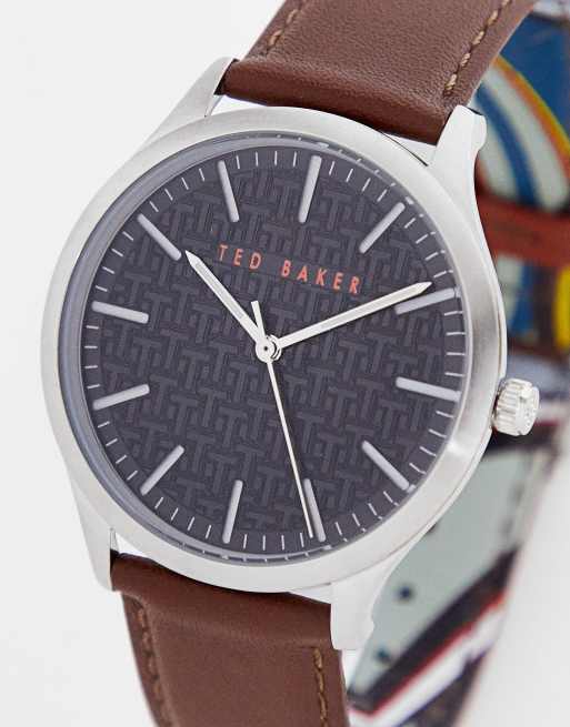 Ted Baker – Zegarek z brązową tarczą i delikatnym brązowym skórzanym paskiem