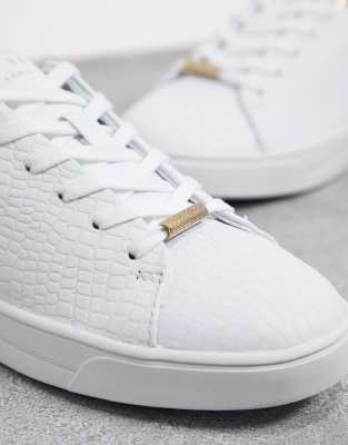 ted baker zennco croc minimal trainers in white