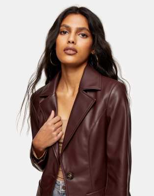 Topshop Leather Blazer