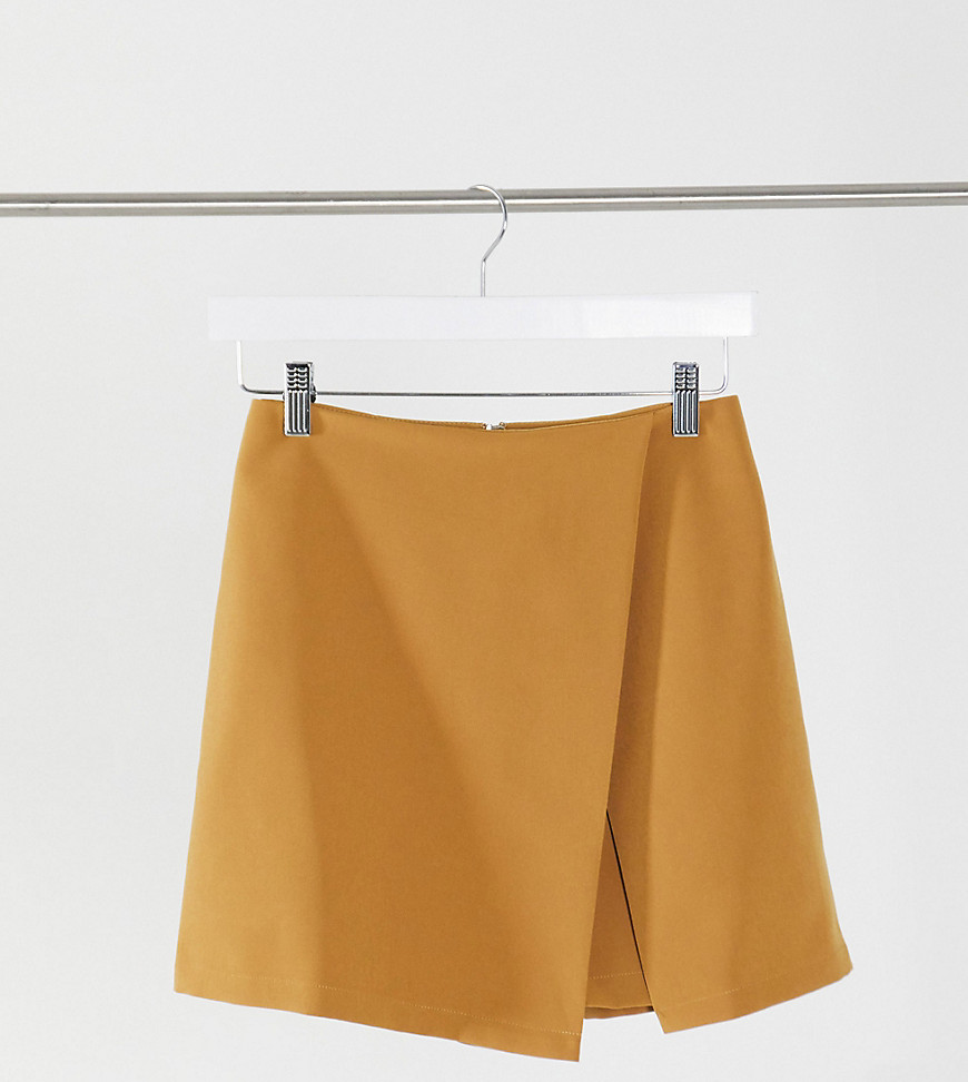 Темно-горчичная юбка-шорты с запахом ASOS DESIGN Tall-Желтый