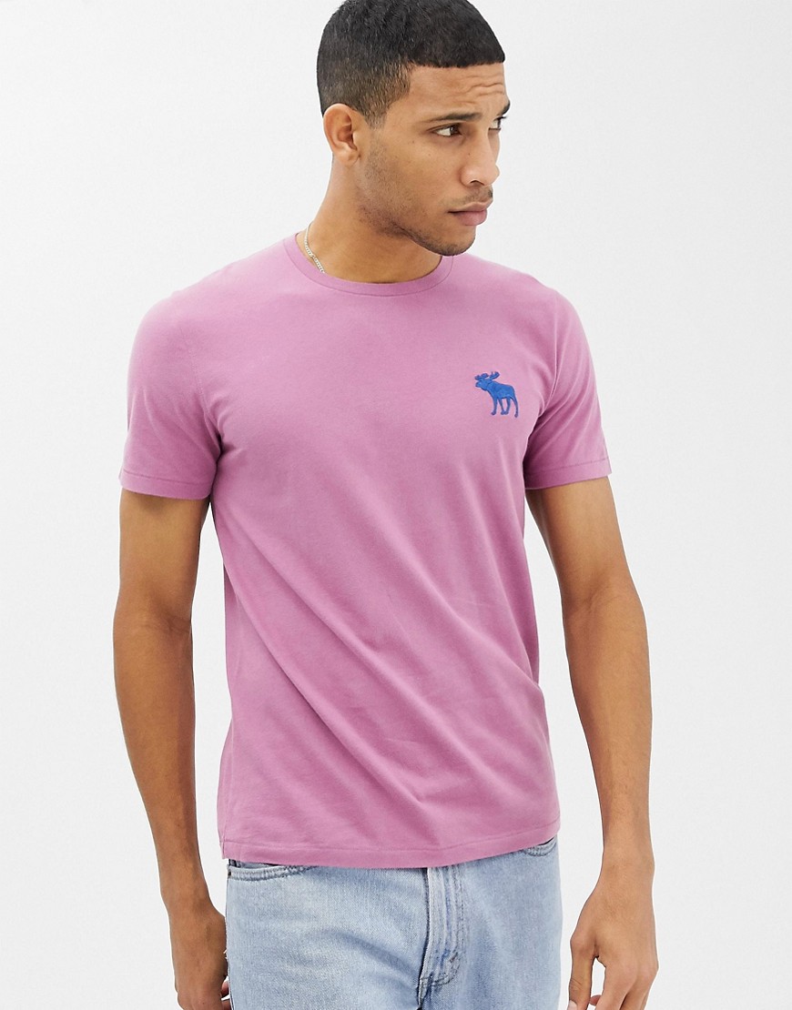 фото Темно-розовая футболка с большим логотипом abercrombie & fitch-розовый