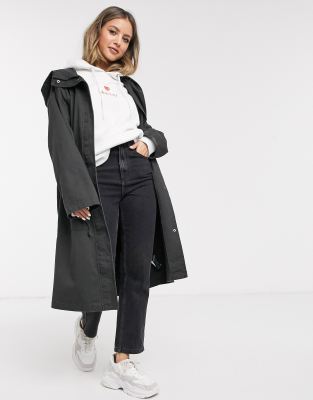 фото Темно-серая длинная парка asos design-кремовый