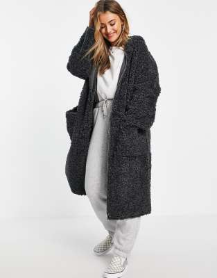  Темно-серая уплотненная куртка-парка из искусственного меха ASOS DESIGN-Серый