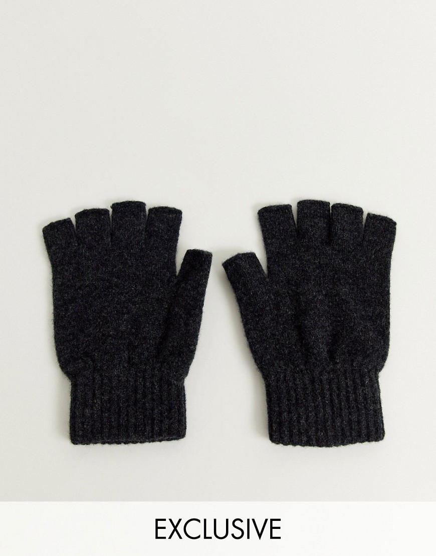 фото Темно-серые перчатки без пальцев из овечьей шерсти glen lossie-серый