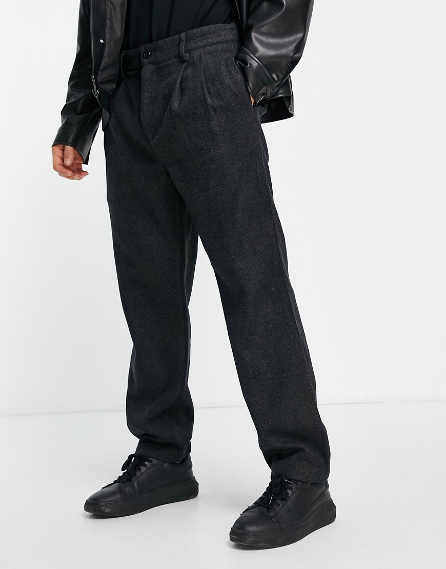 фото Темно-серые шерстяные брюки чиносы со складками stan ray-серый