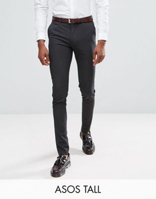 фото Темно-серые супероблегающие строгие брюки asos design tall-серый