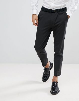 фото Темно-серые укороченные строгие брюки скинни asos design-серый