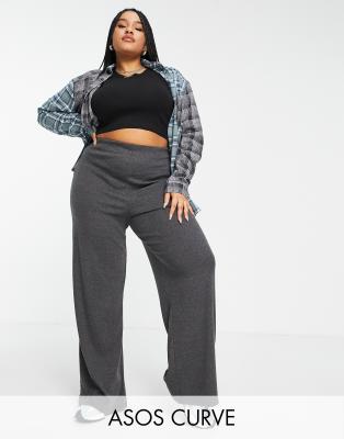 Темно-серые винтажные брюки в рубчик ASOS DESIGN Curve-Серый