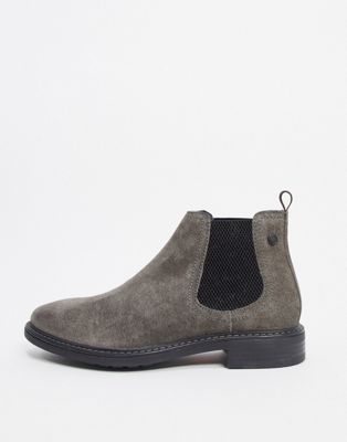 фото Темно-серые замшевые ботинки челси base london-серый