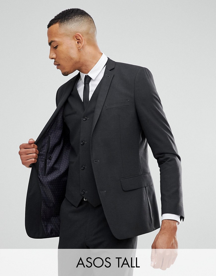 фото Темно-серый приталенный пиджак asos tall asos design