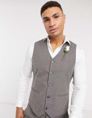  Темно-серый супероблегающий фактурный жилет ASOS DESIGN Wedding