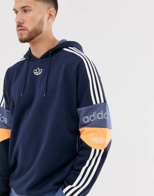 фото Темно-синее худи с логотипом adidas originals-темно-синий