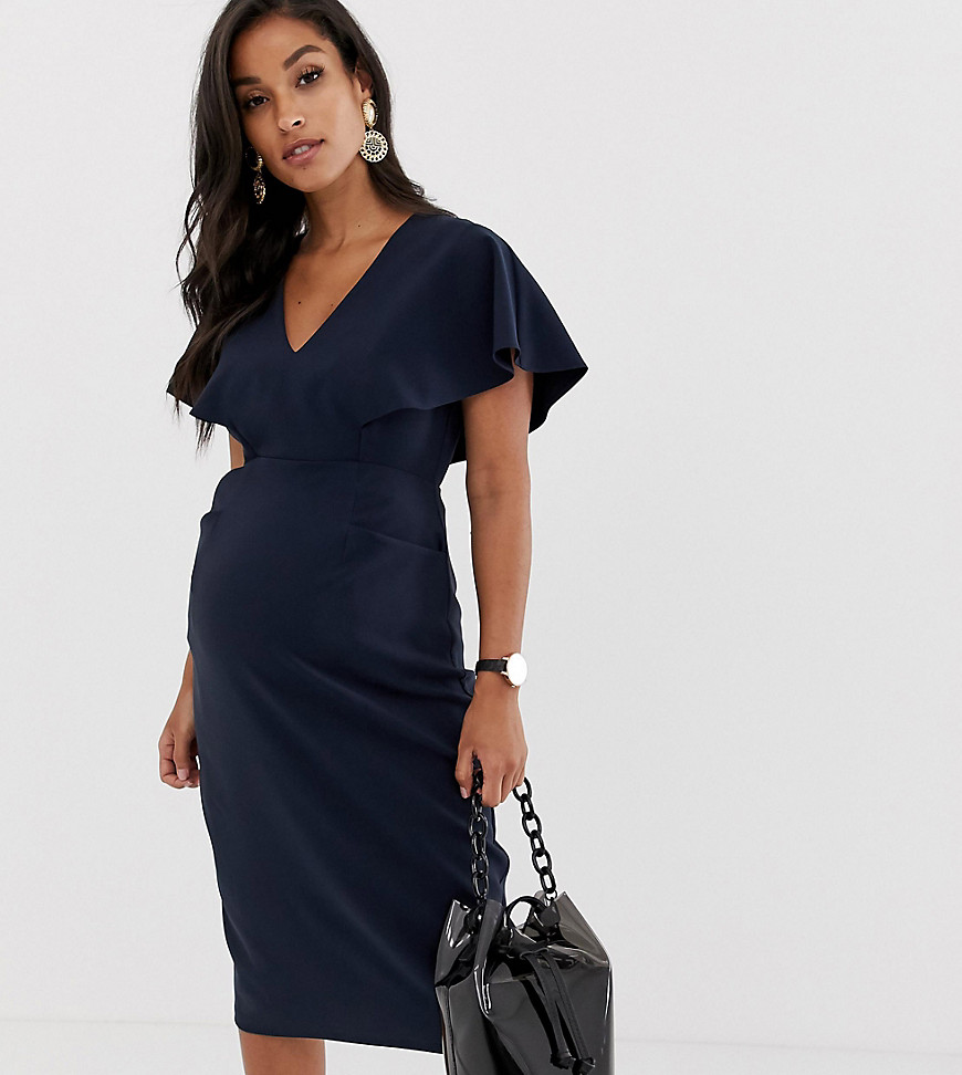 Темно-синее платье-футляр миди с рукавами клеш ASOS DESIGN Maternity-Темно-синий