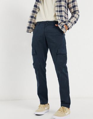фото Темно-синие брюки карго из органического хлопка knowledge cotton apparel-темно-синий