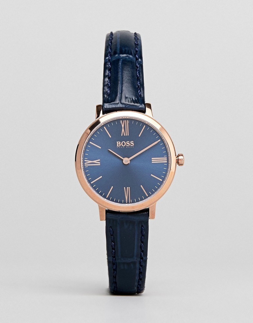 фото Темно-синие часы с золотисто-розовым корпусом hugo boss 1502392 jillian-темно-синий