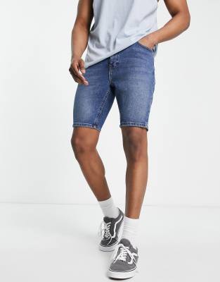  Темно-синие джинсовые шорты скинни ASOS DESIGN-Голубой
