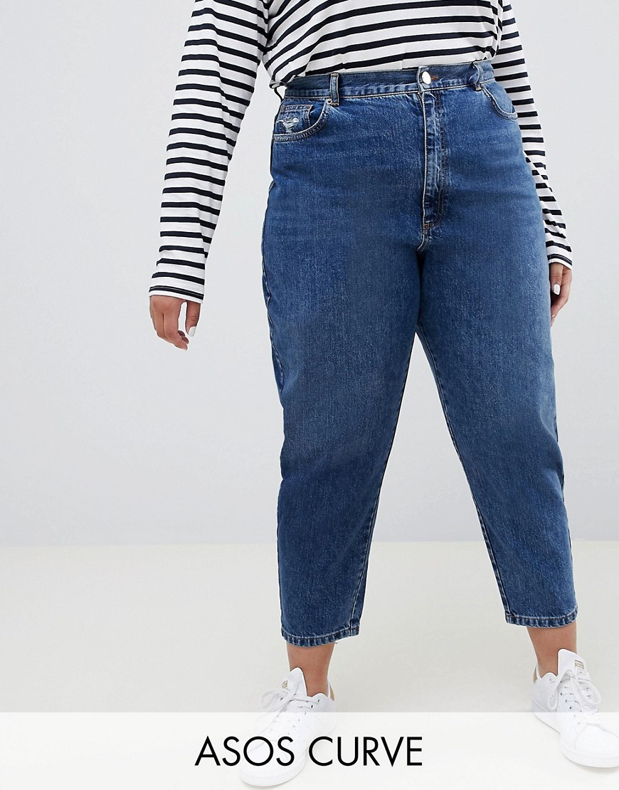 фото Темно-синие джинсы бойфренда со свободными штанинами asos design curve-синий asos curve