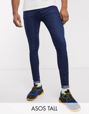 фото Темно-синие джинсы стретч с напылением asos design tall-синий