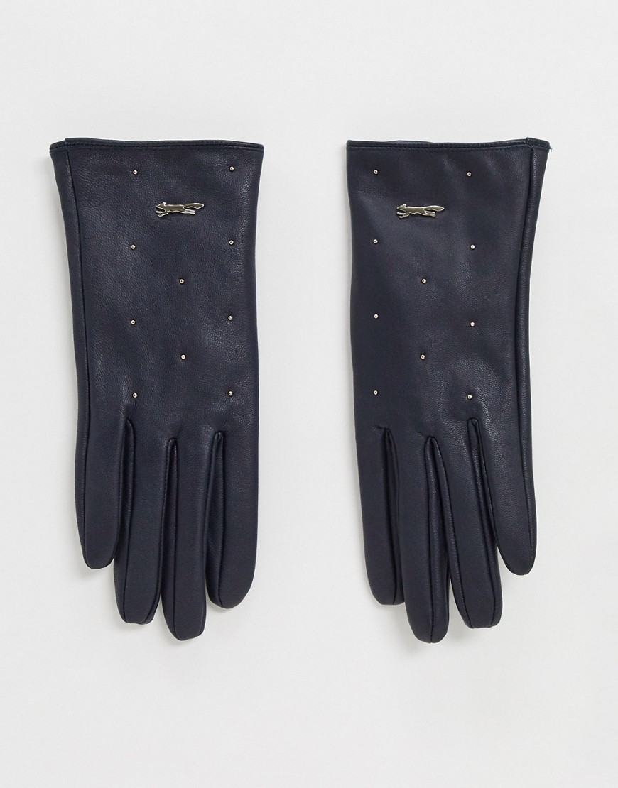 фото Темно-синие кожаные перчатки paul costelloe-синий