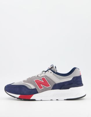 фото Темно-синие кроссовки с красными вставками new balance 997h-темно-синий