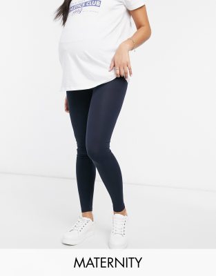 фото Темно-синие леггинсы с завышенной талией topshop maternity-темно-синий