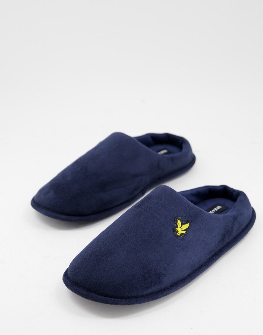 фото Темно-синие мюли-слиперы с маленьким логотипом lyle & scott bodywear jason-темно-синий