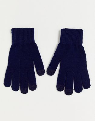 фото Темно-синие перчатки с отделкой для сенсорных устройств svnx-темно-синий 7x