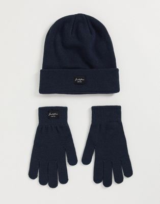 фото Темно-синие шапка и перчатки jack & jones-темно-синий