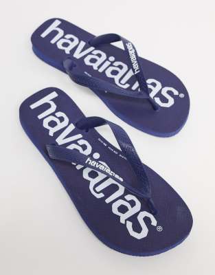 фото Темно-синие шлепанцы с логотипом havianas-темно-синий havaianas