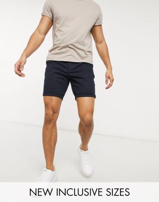  Темно-синие шорты чиносы скинни ASOS DESIGN-Темно-синий
