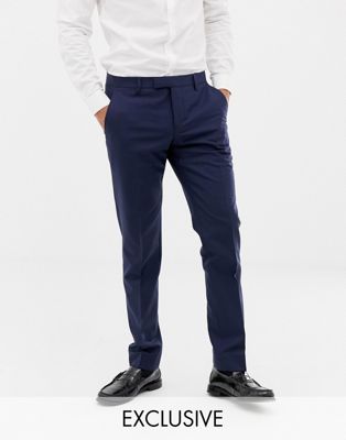 фото Темно-синие супероблегающие брюки из ткани с добавлением шерсти noose & monkey-темно-синий