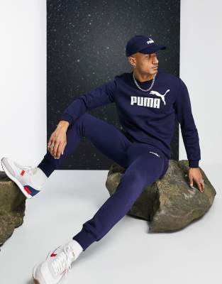 фото Темно-синие узкие джоггеры puma essential 85175306-темно-синий