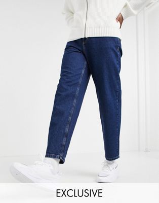 фото Темно-синие выбеленные джинсы прямого кроя в стиле 90-х reclaimed vintage inspired-голубой