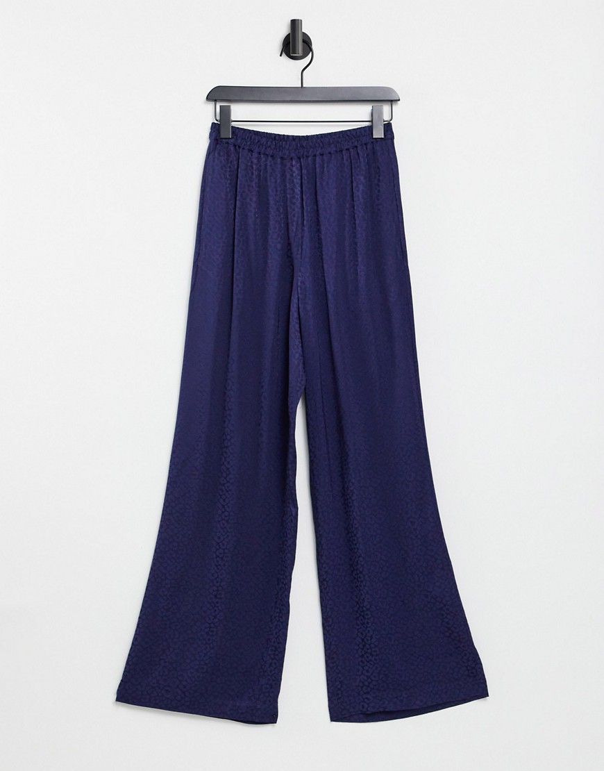 Темно-синие жаккардовые брюки из материала "ecovero" от комплекта -Голубой & Other Stories 11804715