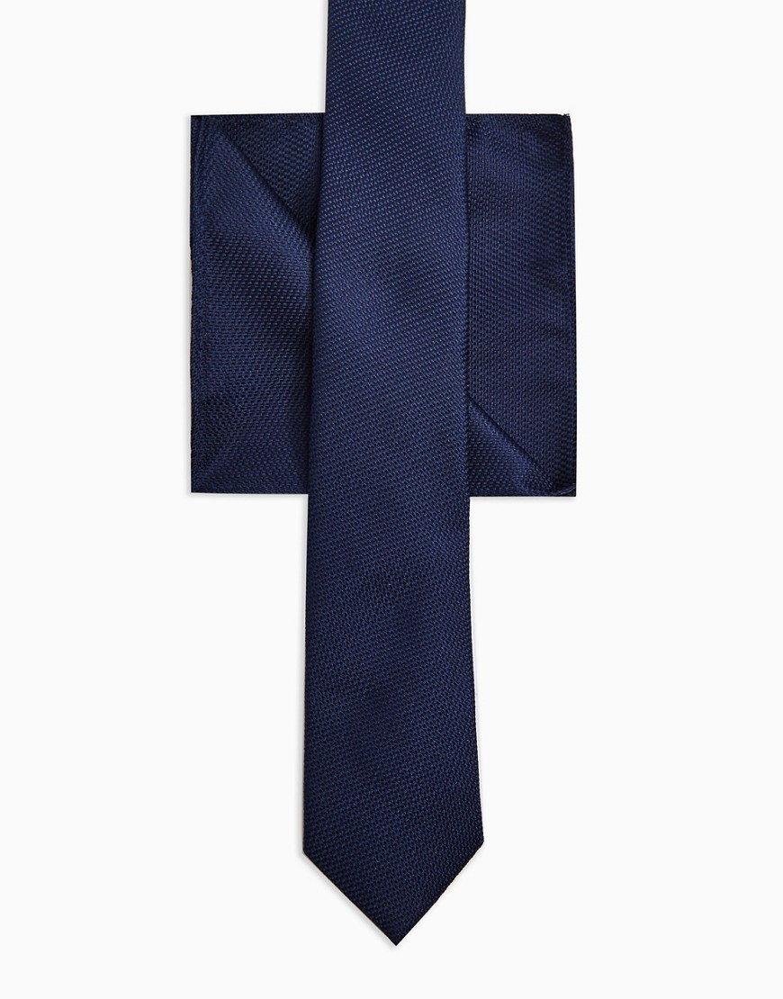 фото Темно-синий фактурный галстук topman-голубой