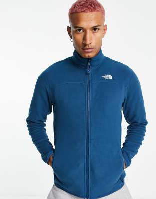 На свежем воздухе  Asos Темно-синий флисовый свитшот на молнии The North Face 100 Glacier
