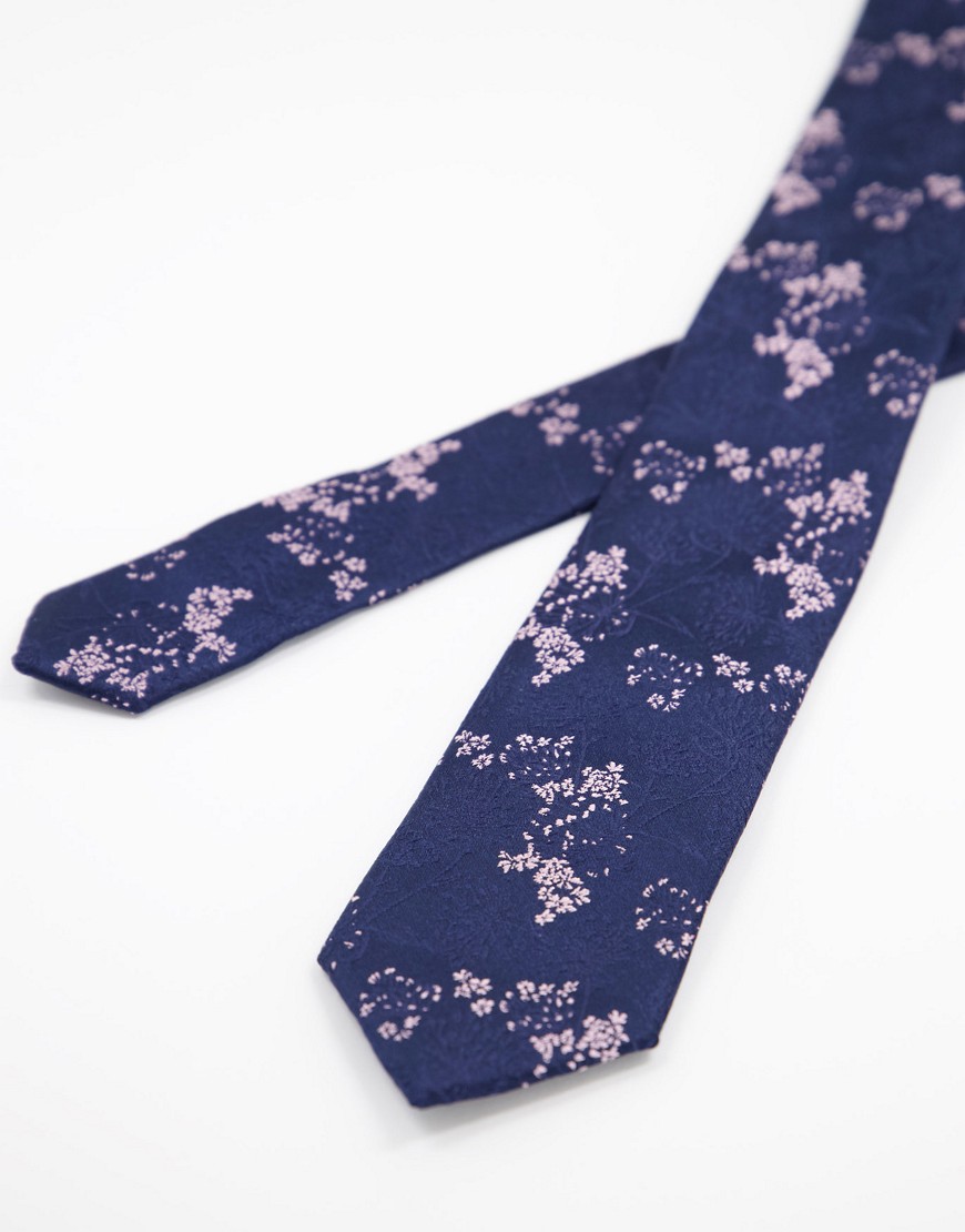 фото Темно-синий галстук в мелкий цветочек topman