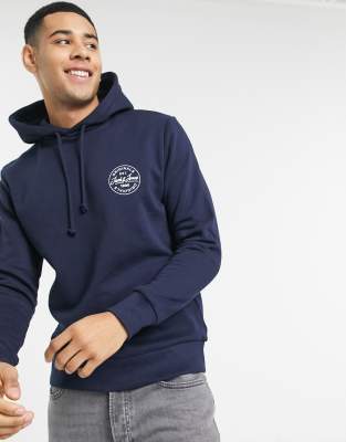 Худи и свитшоты  Asos Темно-синий худи с круглым логотипом Jack & Jones Originals