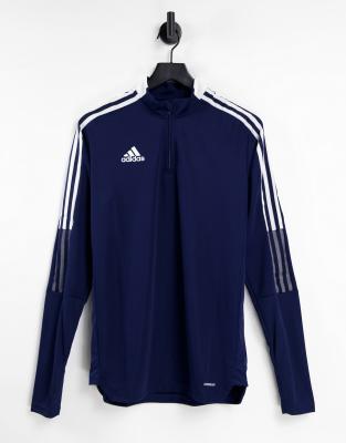 фото Темно-синий лонгслив с короткой молнией adidas football tiro 21 adidas performance