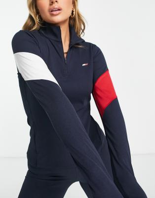 фото Темно-синий лонгслив с короткой молнией от комплекта tommy hilfiger sport