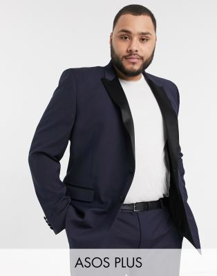 Облегающие костюмы Темно-синий приталенный смокинг ASOS DESIGN Plus