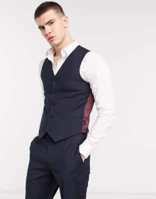 Темно-синий приталенный жилет ASOS DESIGN