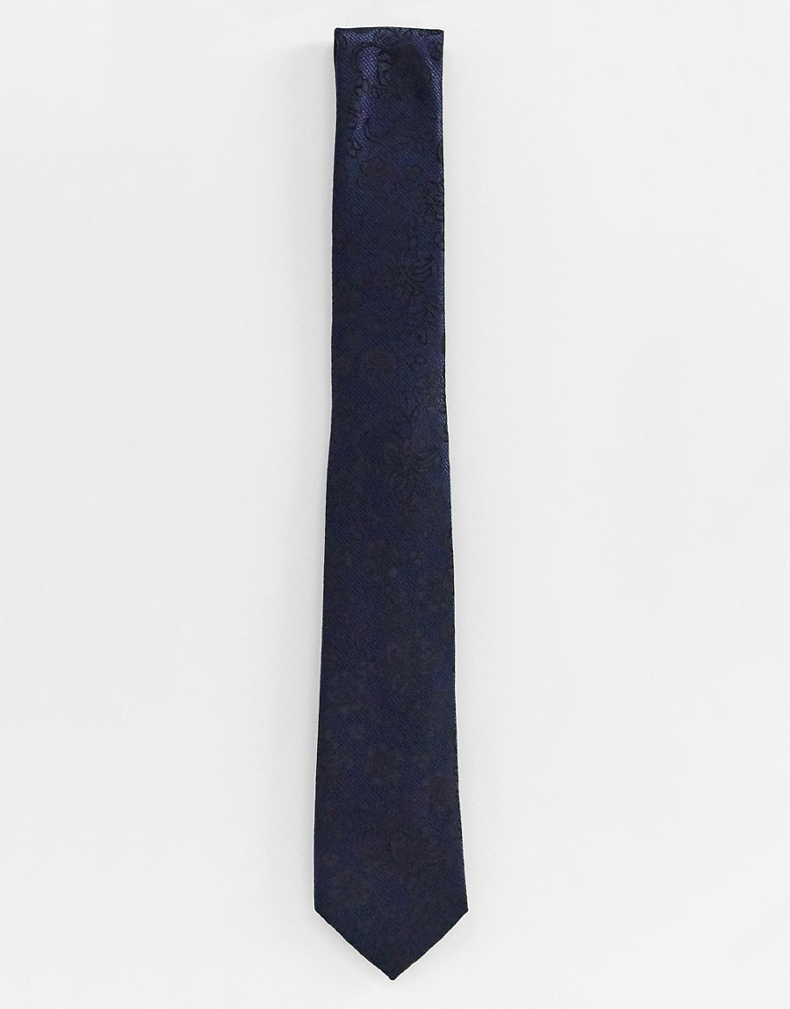 фото Темно-синий свадебный галстук с кружевным принтом river island